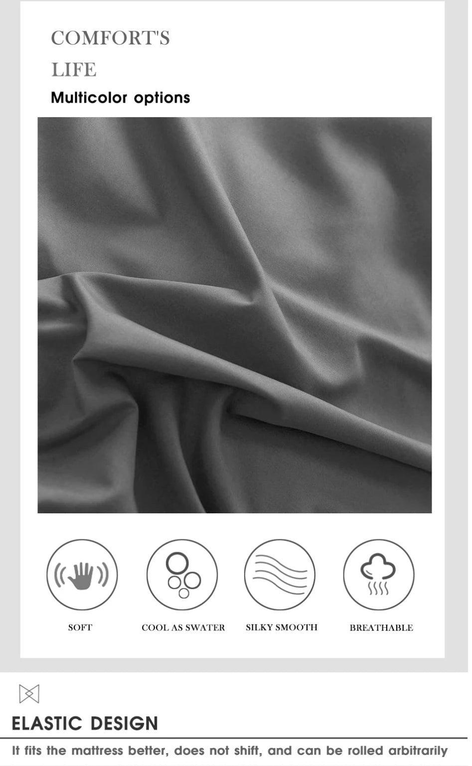 Solid Color Fitted Sheet | 30cm Elastic, Polyester