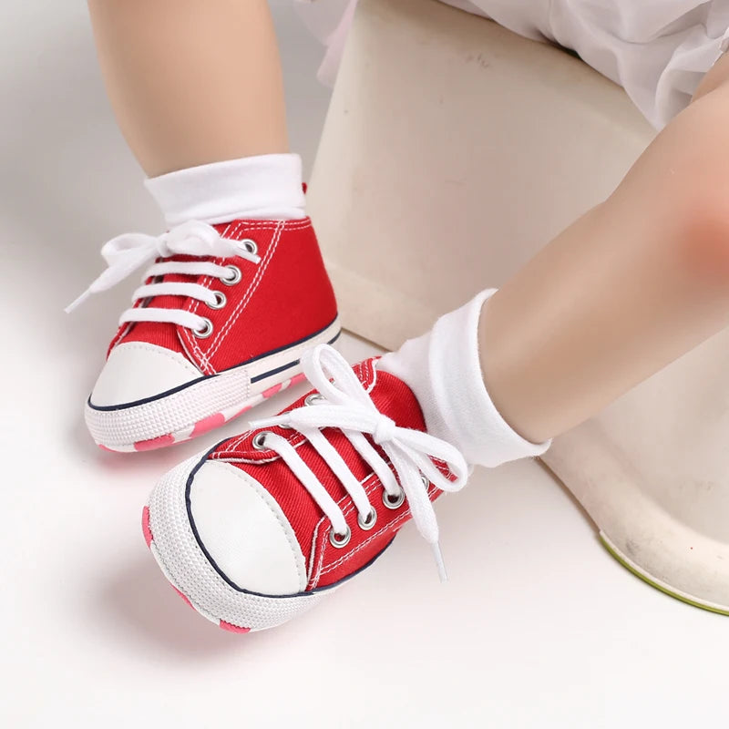 0-18 Months Baby Canvas Classic Sports Shoes Newborn Boys and Girls Printed Star First Walkers Shoes Infant Anti slip Baby Shoes
