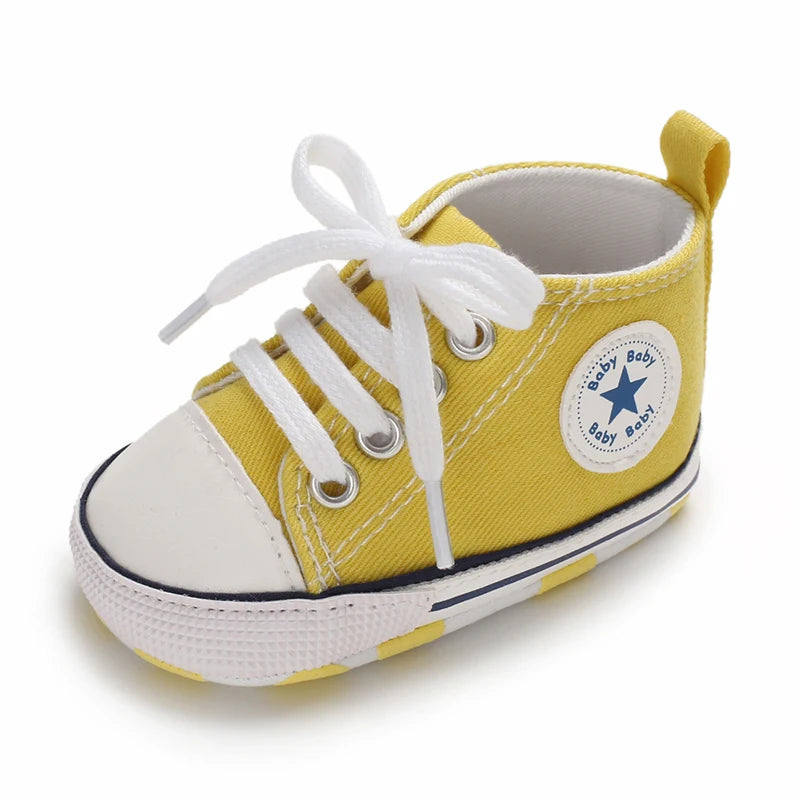 0-18 Months Baby Canvas Classic Sports Shoes Newborn Boys and Girls Printed Star First Walkers Shoes Infant Anti slip Baby Shoes