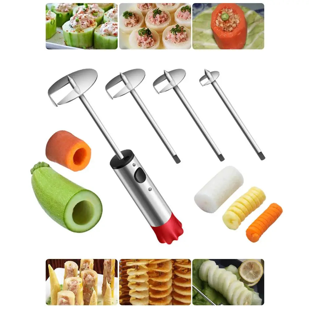 Stainless Steel Drill Vegetable and Fruit Corer with 4 Blades