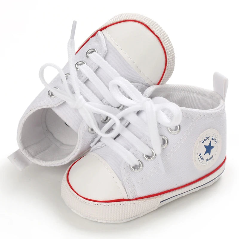 0-18 Months Baby Canvas Classic Sports Shoes Newborn Boys and Girls Printed Star First Walkers Shoes Infant Anti slip Baby Shoes