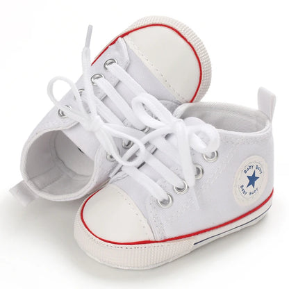 0-18 Months Baby Canvas Classic Sports Shoes Newborn Boys and Girls Printed Star First Walkers Shoes Infant Anti slip Baby Shoes