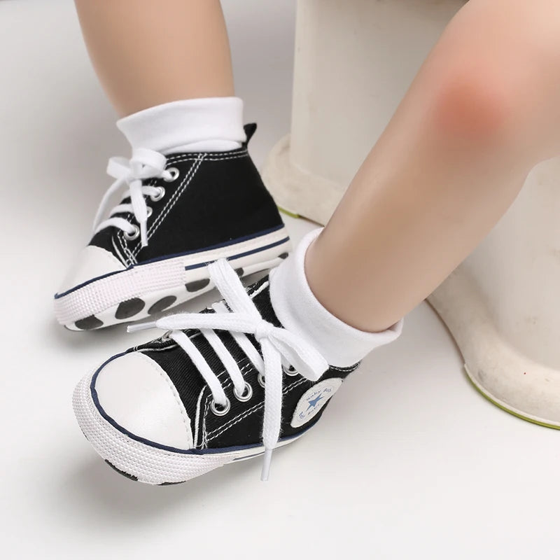 0-18 Months Baby Canvas Classic Sports Shoes Newborn Boys and Girls Printed Star First Walkers Shoes Infant Anti slip Baby Shoes