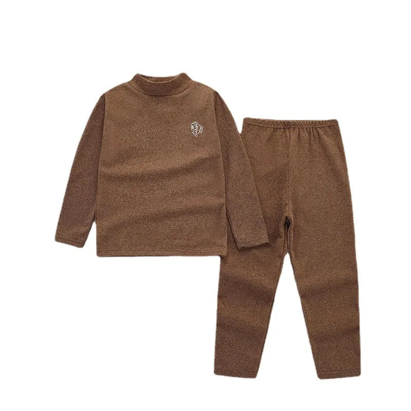 Autumn Winter Thermal Underwear Suit Girls Clothing Sets Boys Pajama Sets Baby No Trace Warm Sleepwear Candy Colors Kids Clothes