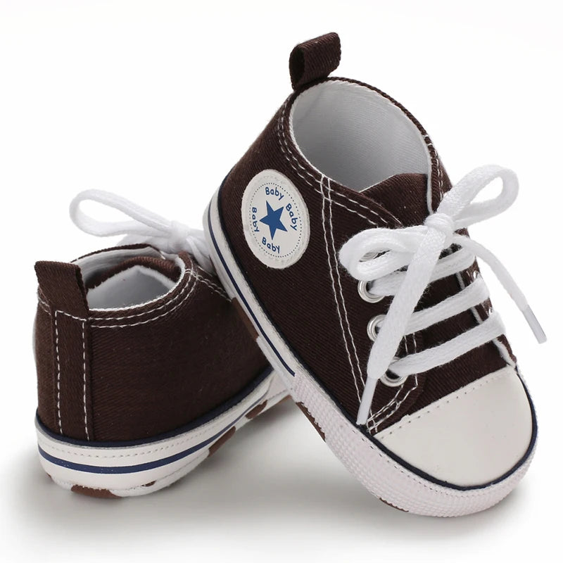 0-18 Months Baby Canvas Classic Sports Shoes Newborn Boys and Girls Printed Star First Walkers Shoes Infant Anti slip Baby Shoes