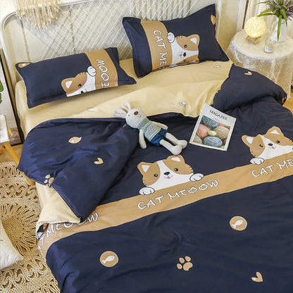 Daisy Print Washed Cotton Duvet Cover Set, King