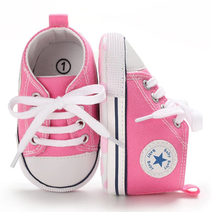 0-18 Months Baby Canvas Classic Sports Shoes Newborn Boys and Girls Printed Star First Walkers Shoes Infant Anti slip Baby Shoes