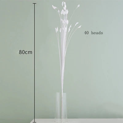 YO CHO  Silk Flowers for Home Decoration   40 Heads   White Peacocok Grass   Road Lead   Wedding Props