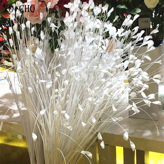 YO CHO  Silk Flowers for Home Decoration   40 Heads   White Peacocok Grass   Road Lead   Wedding Props