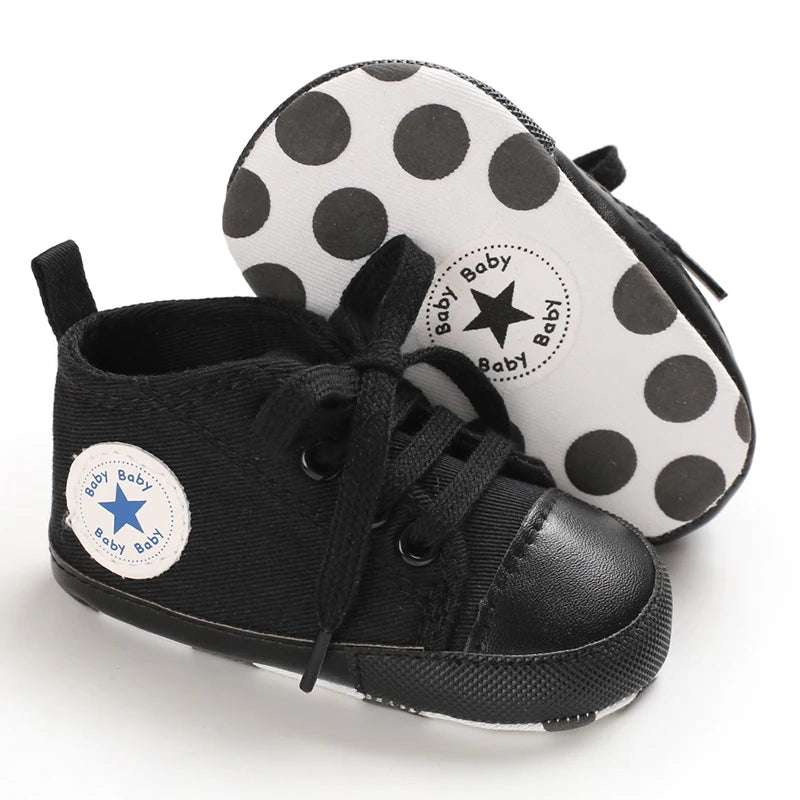 0-18 Months Baby Canvas Classic Sports Shoes Newborn Boys and Girls Printed Star First Walkers Shoes Infant Anti slip Baby Shoes