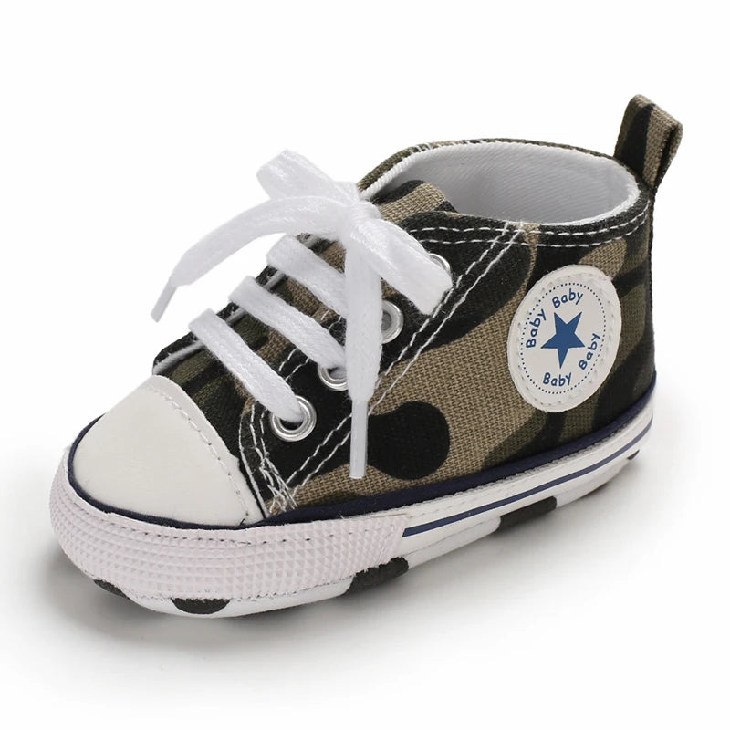 0-18 Months Baby Canvas Classic Sports Shoes Newborn Boys and Girls Printed Star First Walkers Shoes Infant Anti slip Baby Shoes