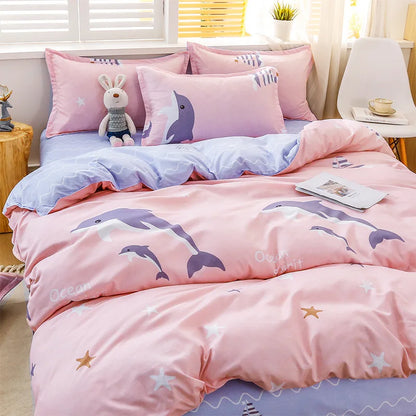 Daisy Print Washed Cotton Duvet Cover Set, King