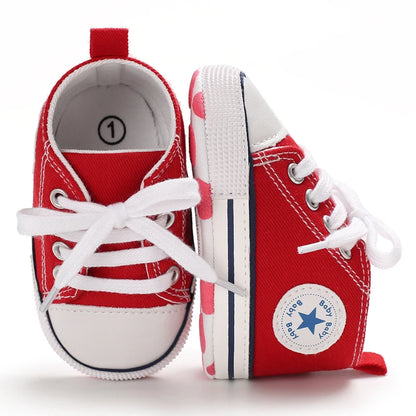 0-18 Months Baby Canvas Classic Sports Shoes Newborn Boys and Girls Printed Star First Walkers Shoes Infant Anti slip Baby Shoes