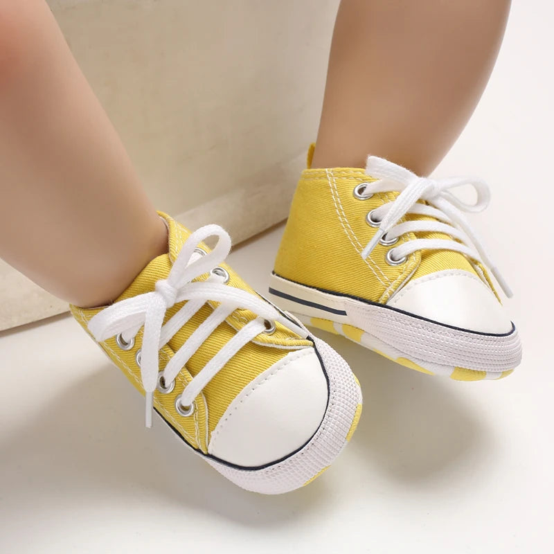 0-18 Months Baby Canvas Classic Sports Shoes Newborn Boys and Girls Printed Star First Walkers Shoes Infant Anti slip Baby Shoes