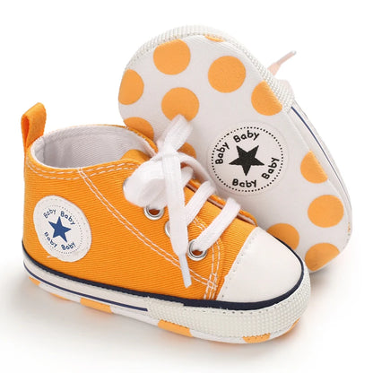 0-18 Months Baby Canvas Classic Sports Shoes Newborn Boys and Girls Printed Star First Walkers Shoes Infant Anti slip Baby Shoes