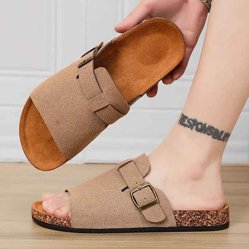 New Hot Sale USA Cork Wedge Sandals for Men Big Size 46 Buckle Design Soft comfort Summer Slipper Beach Walking Shoe Low Price