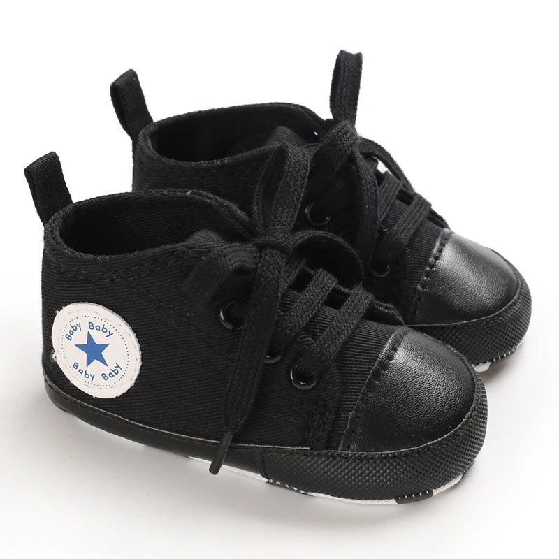 0-18 Months Baby Canvas Classic Sports Shoes Newborn Boys and Girls Printed Star First Walkers Shoes Infant Anti slip Baby Shoes