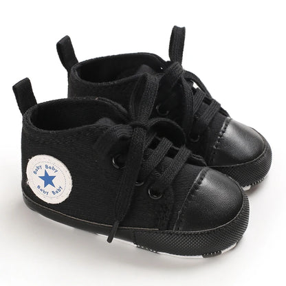 0-18 Months Baby Canvas Classic Sports Shoes Newborn Boys and Girls Printed Star First Walkers Shoes Infant Anti slip Baby Shoes