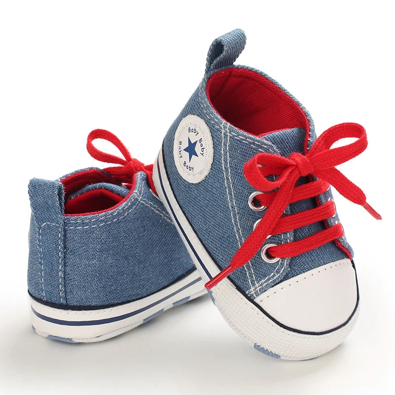 0-18 Months Baby Canvas Classic Sports Shoes Newborn Boys and Girls Printed Star First Walkers Shoes Infant Anti slip Baby Shoes