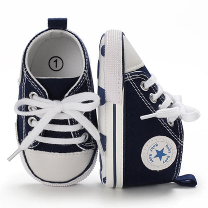 0-18 Months Baby Canvas Classic Sports Shoes Newborn Boys and Girls Printed Star First Walkers Shoes Infant Anti slip Baby Shoes