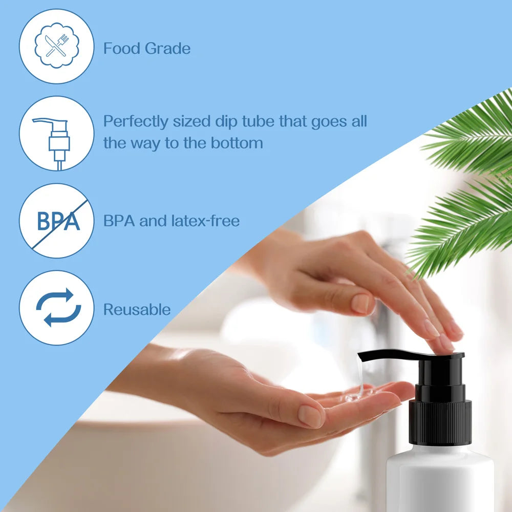 Refillable Pump Dispenser Bottles, 200ml, BPA-Free