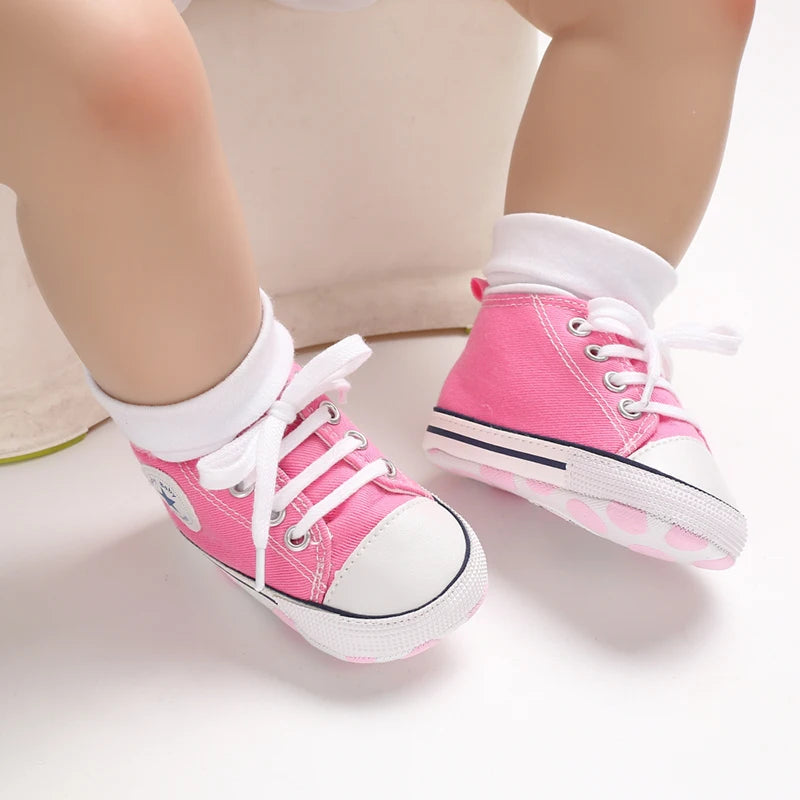 0-18 Months Baby Canvas Classic Sports Shoes Newborn Boys and Girls Printed Star First Walkers Shoes Infant Anti slip Baby Shoes