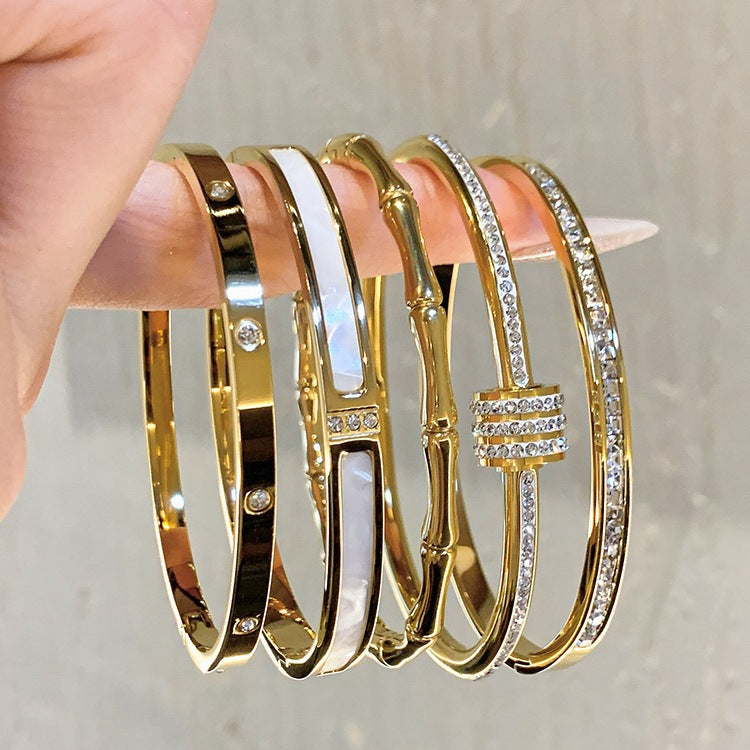 Stainless Steel Gold Bracelet - Love Nail Design