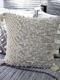 Housse de coussin décoratif beige tissée 50 x 50 cm avec coussin de rembourrage