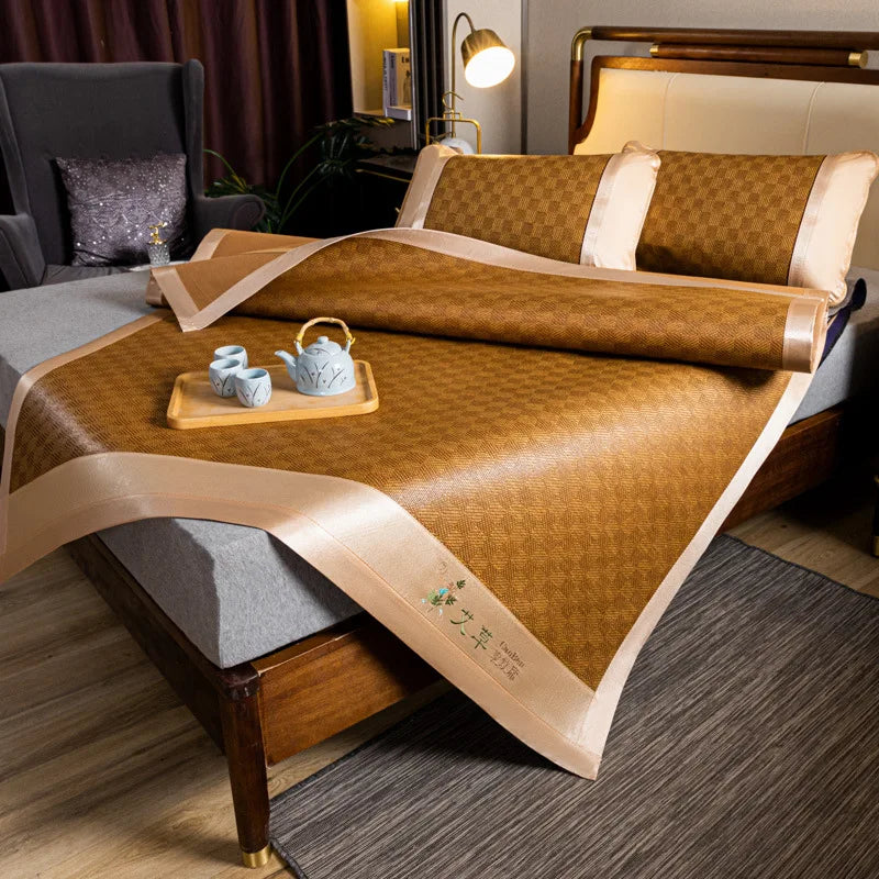Japanese Tatami Rattan Cool Mat – Thin Summer Sleeping Pad for Bed, Bedroom & Kids Play Area