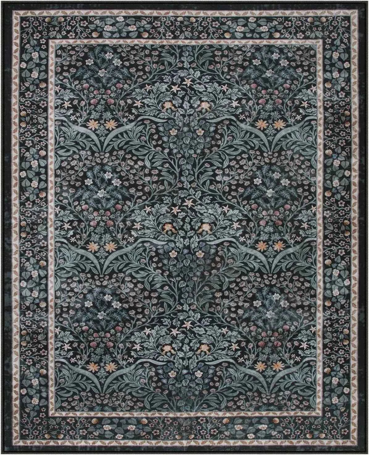 Pink Living Room Carpet Large Machine Washable Carpets Bedroom Bedside Floor Mat Home Decoration Bohemian Flower Non-Slip Rug 카펫