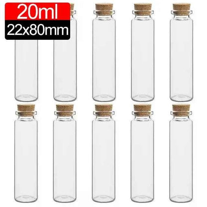 50/10PCS MIni Glass Bottles with Cork Stoppers DIY Decoration Mini Glass Vials Cork Message Glass Vial Wishing Bottles Wholesale