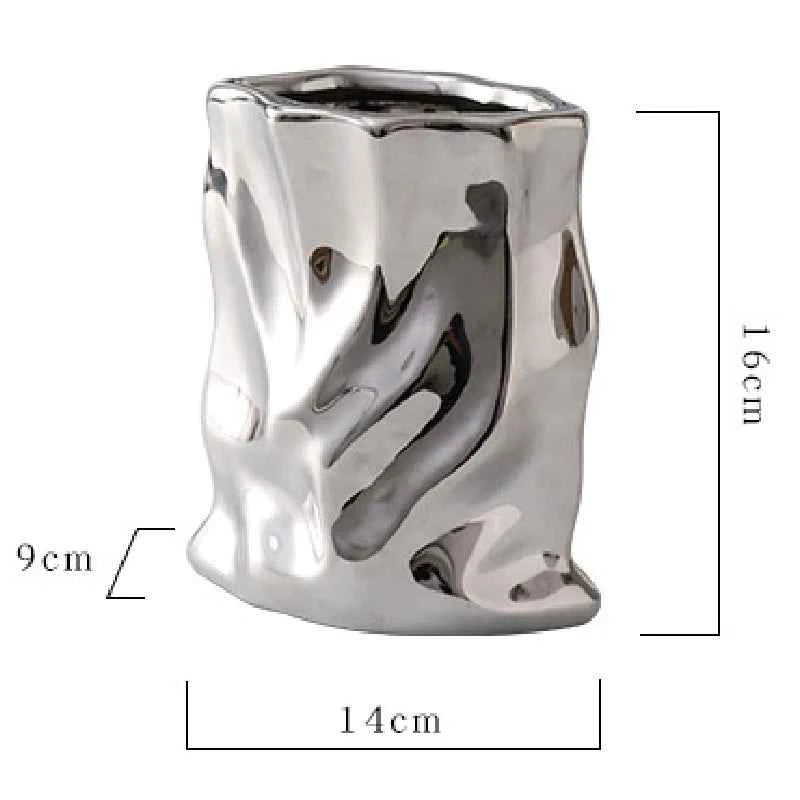 Nordic Ceramic Irregular Vase Electroplating Vase Living Room Office Decoration Simple Modern Flower Arrangement Home Decoration