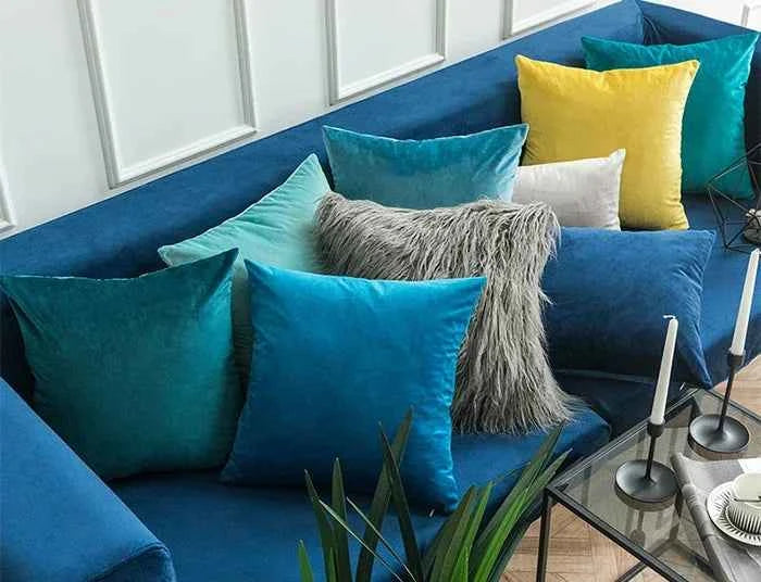 Velvet Cushion Cover Blue Home Decor Items Creative Decorative Pillows for Sofa Bed Living Room Personalized Gifts 40*40cm