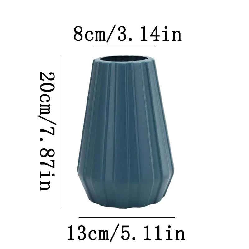 Creative Fashion Flower Vase Imitation Ceramic Plastic Flower Pot Nordic Style Modern Flower Arrangement Container Home Ornament