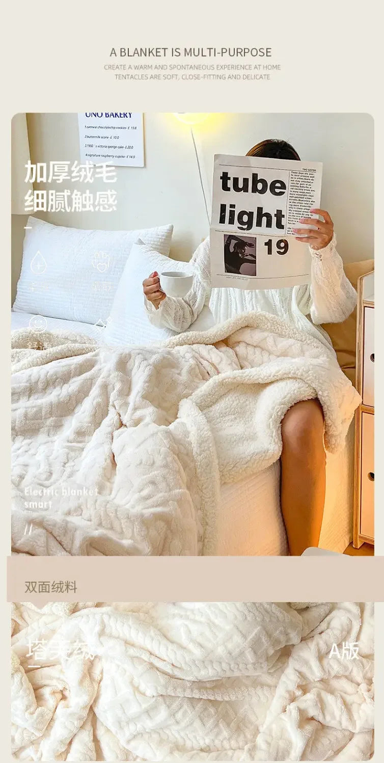 Tafu Flannel Double-layer Blanket Thick Sofa Office Nap Cover Blankets Student Dormitory Bed Sheets Air Conditioning Blankets