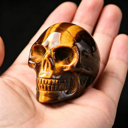 Natural Crystal Skull 2-3in Handmade Lapis Lazuli Obsidian Clear Quartz Labradorite Citrine Rose Quartz Tiger Eye Amethyst Skull Figurine Skull Carving High Quality Home Decor Desk Ornament Office Decor Room Decor Bedroom Dec