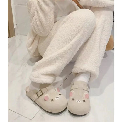 Cute Little Bear Baotou Boken Shoes For Women Spring New Edition Boken Shoes Thick Bottom Retro Half Baotou Single Shoes Cartoon