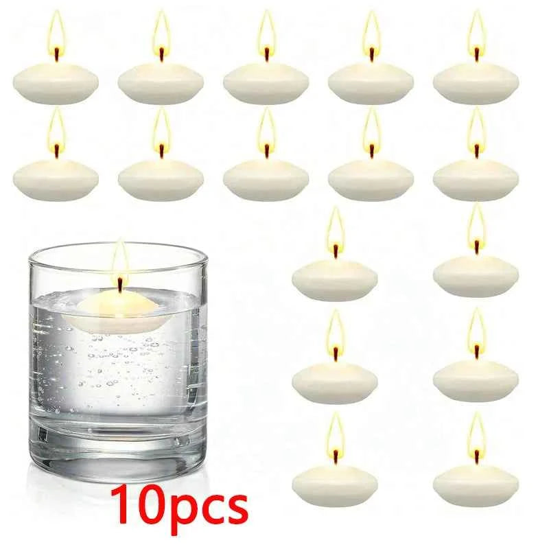 6/10/16Pcs Unscented Discs Candles Floating For Valentine's Day Party Wedding Home Bathtub Decor Romantic Confession Candlelight