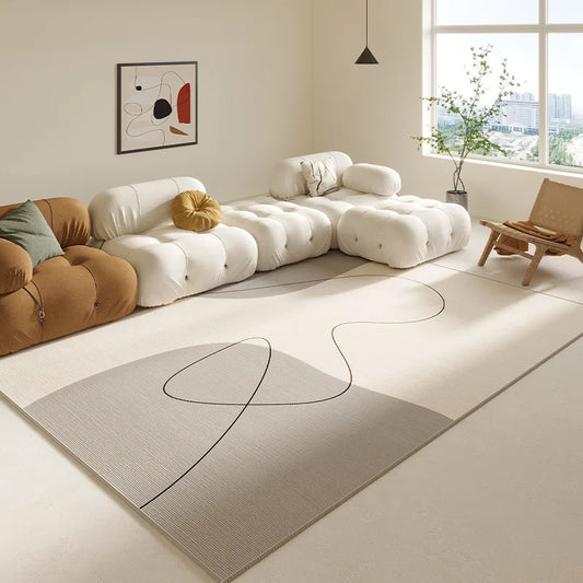 VIKAMA Simple Geometric Line Area Rug – Non-Slip Soft Flannel Carpet for Living Room & Bedroom