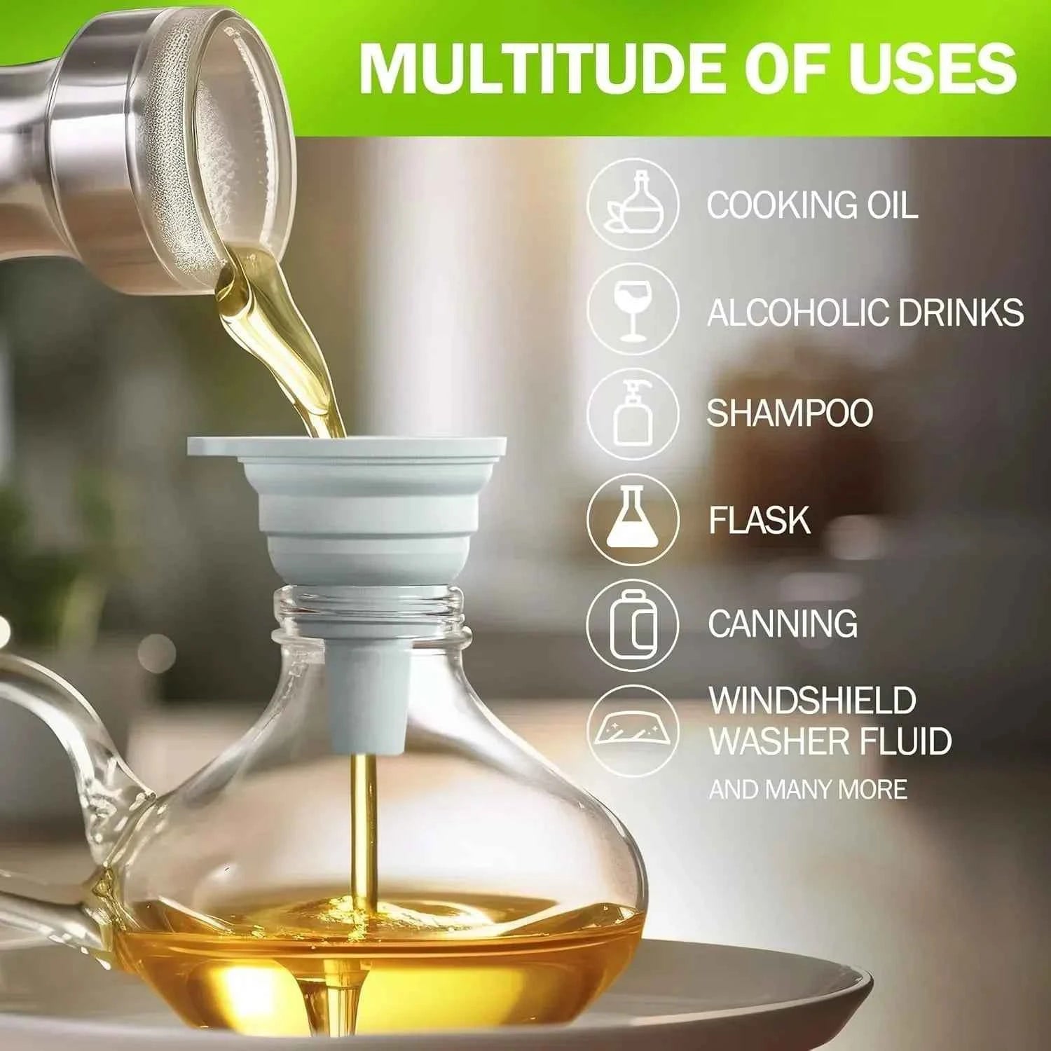 Kitchen Silicone Funnel  Foldable Funnel for Filling Water Bottle With Liquid Transfer Portable Oil Pot Funnel Kitchen Gadgets