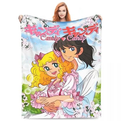 Candy Candy Manga Fleece Blankets Drama Adventure Custom Throw Blankets for Sofa Bedding Lounge