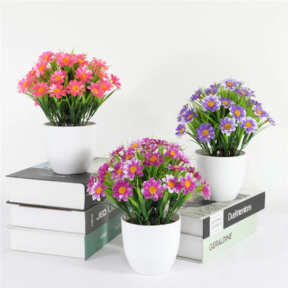 1pc High Quality Green Plant Potted Plants, DIY Desktop Simulation Spring Grass Chrysanthemum, Small Bonsai for Home Decoration