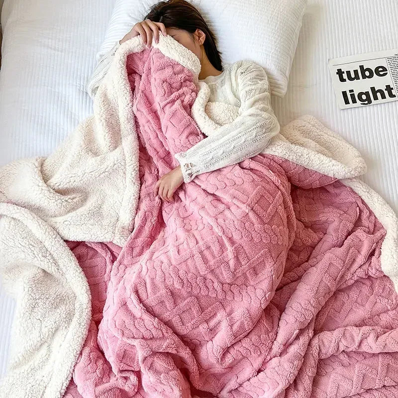 Tafu Flannel Double-layer Blanket Thick Sofa Office Nap Cover Blankets Student Dormitory Bed Sheets Air Conditioning Blankets