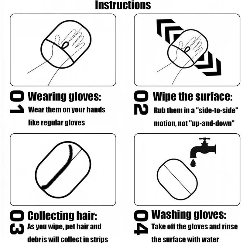 Reusable Double-Sided Pet Hair Removal Gloves