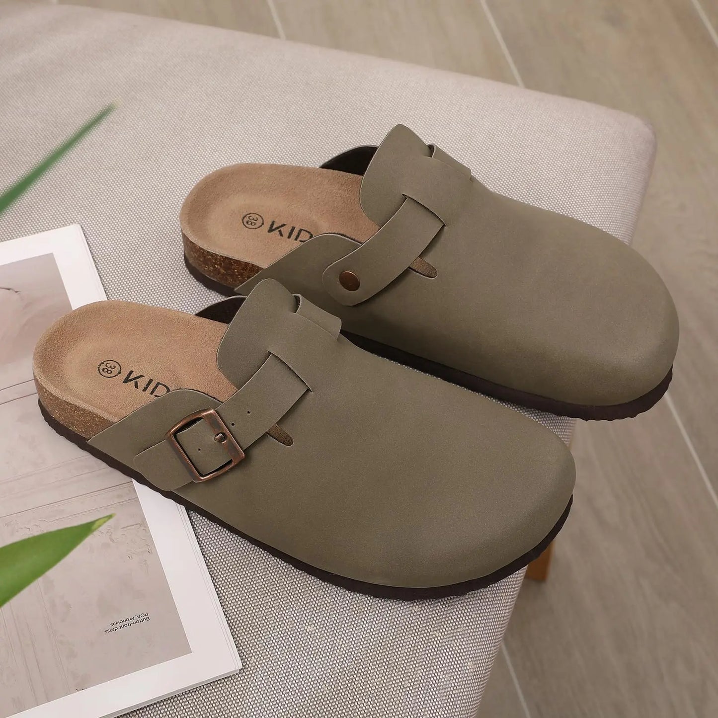 Men’s Suede Clogs — Soft Leather Cork Sandals with Arch Support