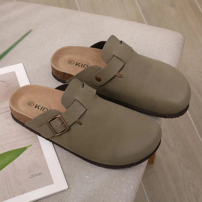 Men’s Suede Clogs — Soft Leather Cork Sandals with Arch Support