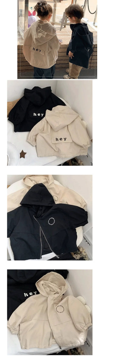 Kids Hooded Zipper Jacket, Spring Autumn Cartoon Print