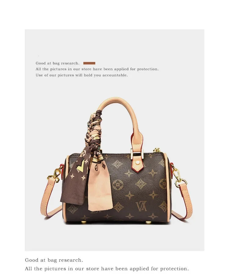 Retro Letter-Print Boston Bag, Trendy Shoulder Bag