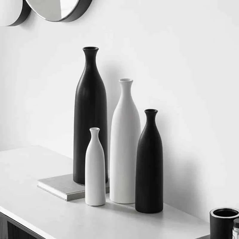 Black and White Ceramic Vase Decoration Modern Creative Simple Flower Arrangement Table Living Room Home Soft Decoration