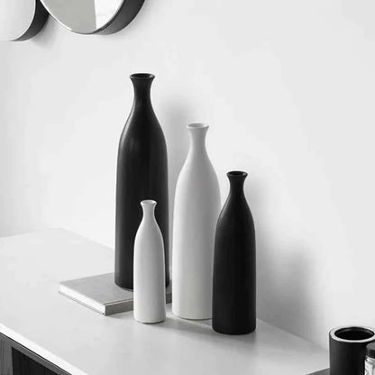 Black and White Ceramic Vase Decoration Modern Creative Simple Flower Arrangement Table Living Room Home Soft Decoration